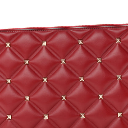 Valentino Garavani Nappa Large Candystud Flat Zip Pouch Rubino 7 of 10