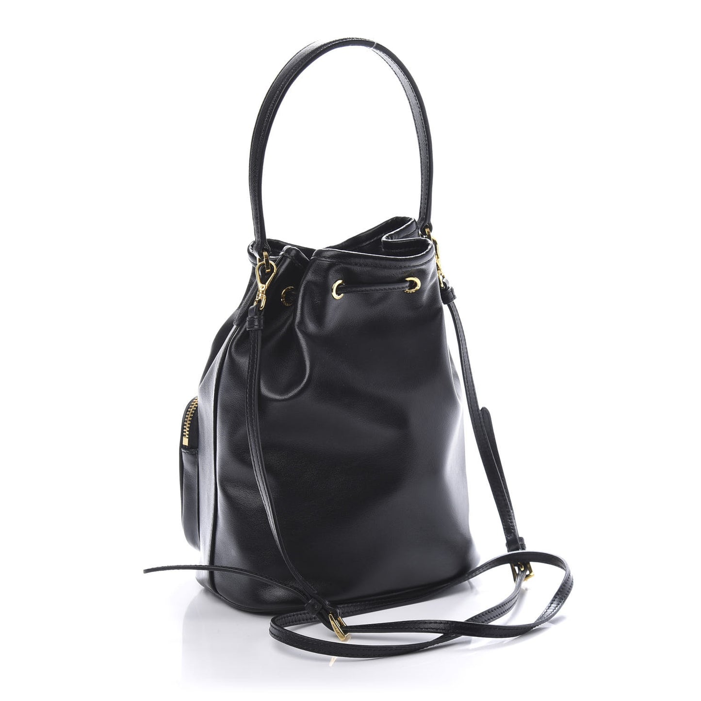 Soft Calf Saffiano Mini Bucket Crossbody Bag Black