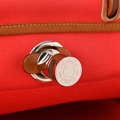 Hermes Military Toile Vache Hunter Herbag a Dos Zip Retourne Backpack Bougainvillea Fauve 8 of 12