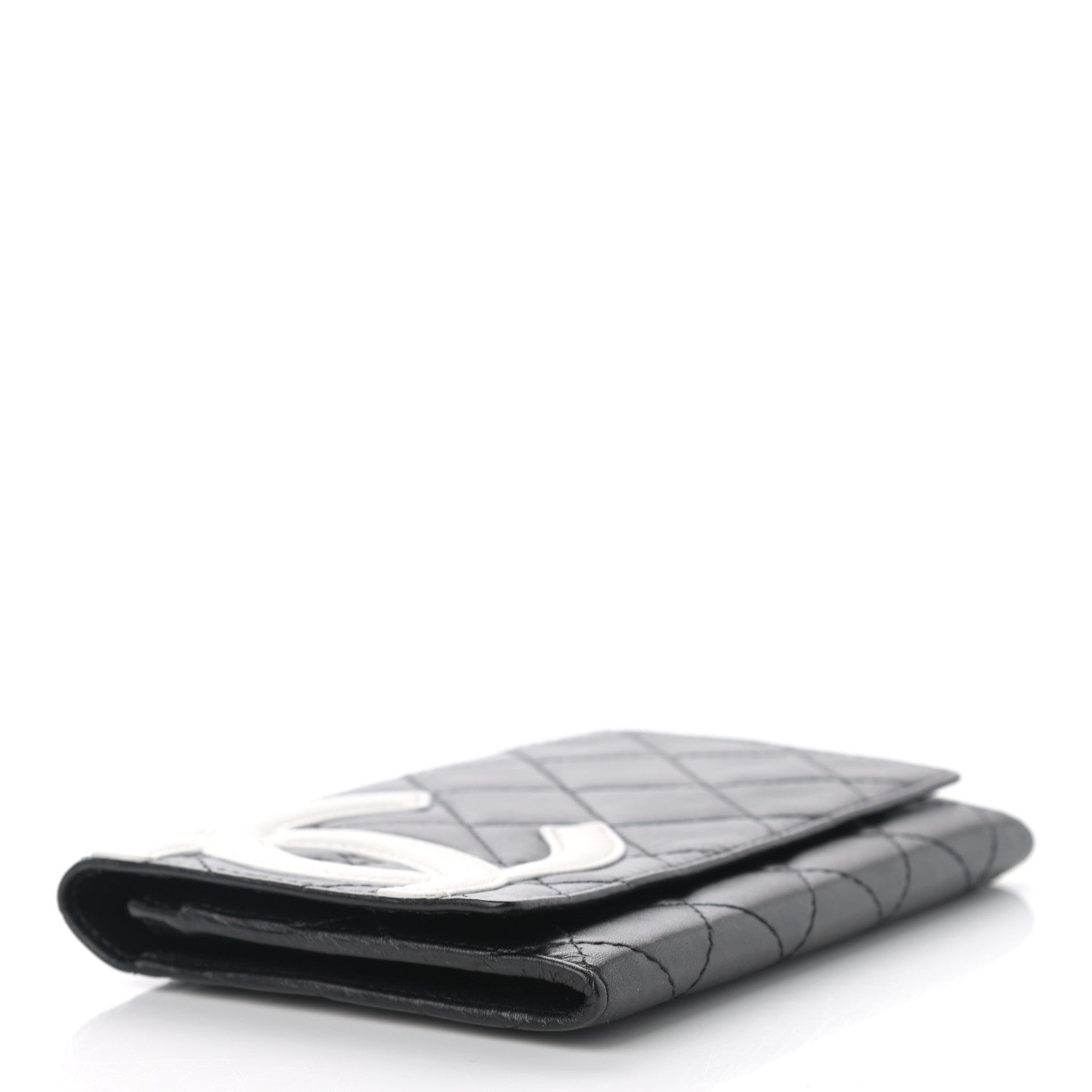 Chanel Calfskin Quilted Cambon Flap Wallet Black White 4 of 11