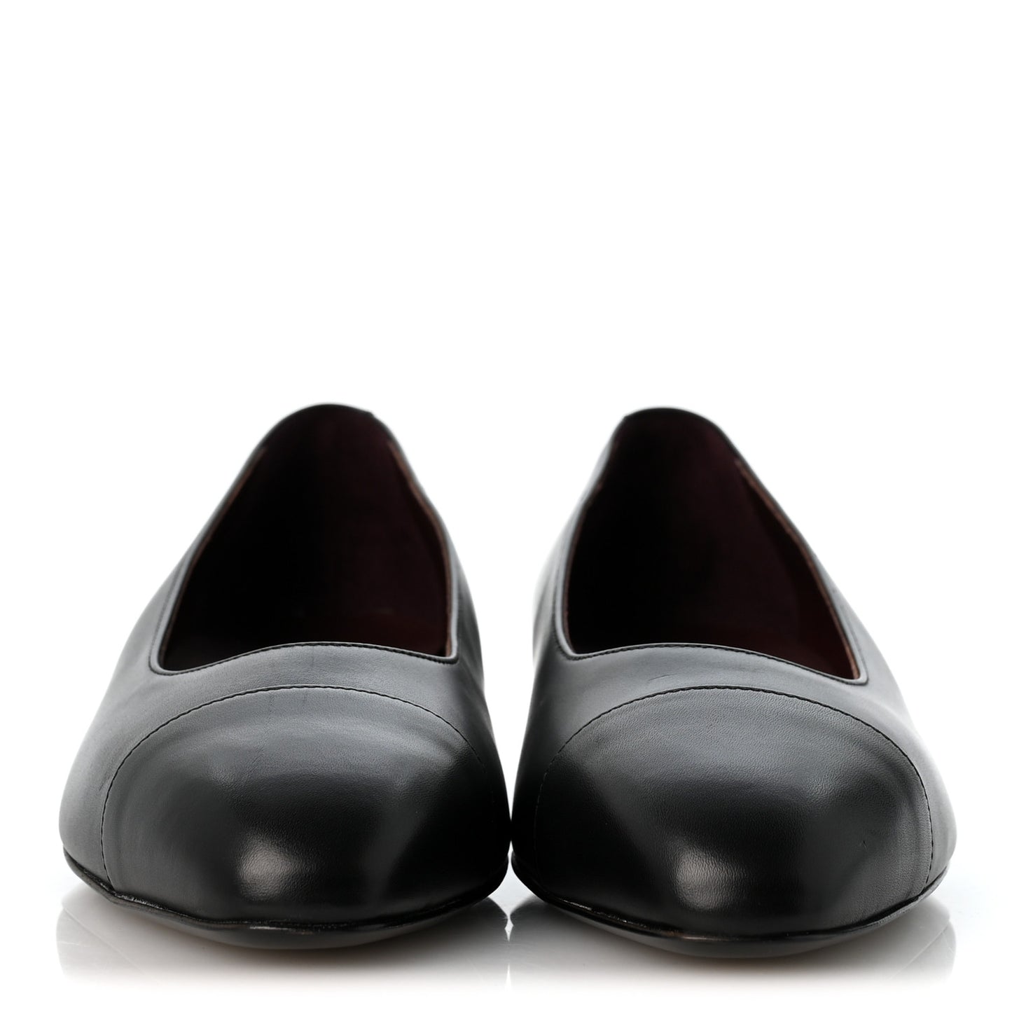 Lambskin Cap Toe CC Uniform Ballerina Flats 39 Black