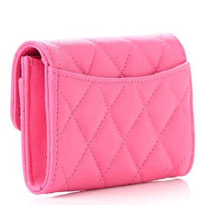 Chanel Caviar Quilted Flap Card Holder Wallet Pink 3 of 9