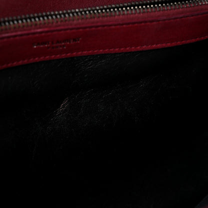 Saint Laurent Sheepskin Matelasse Chevron Large College Monogram Satchel Oxblood 13 of 26