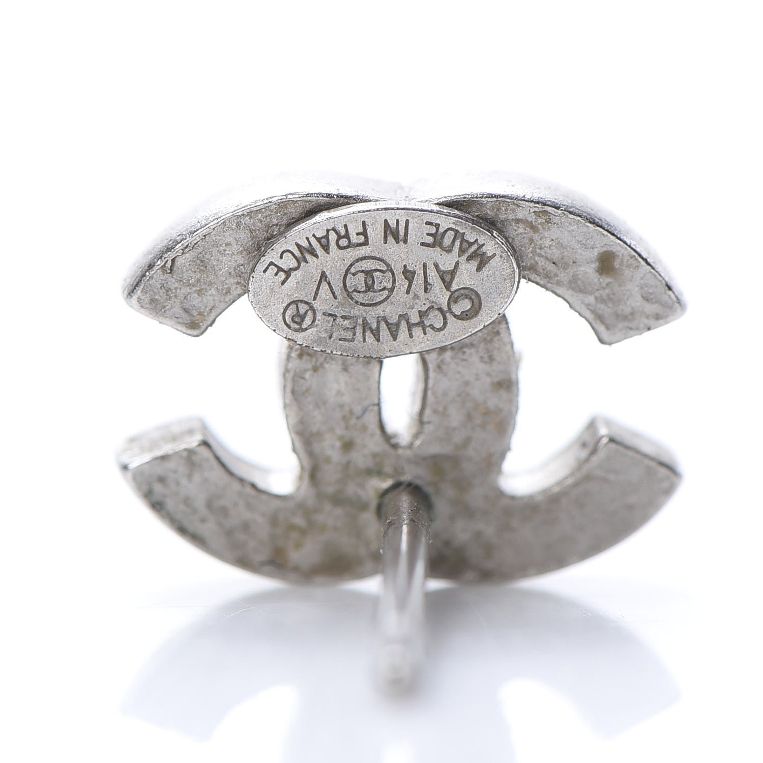 Chanel Crystal Timeless CC Earrings Silver 4 of 4
