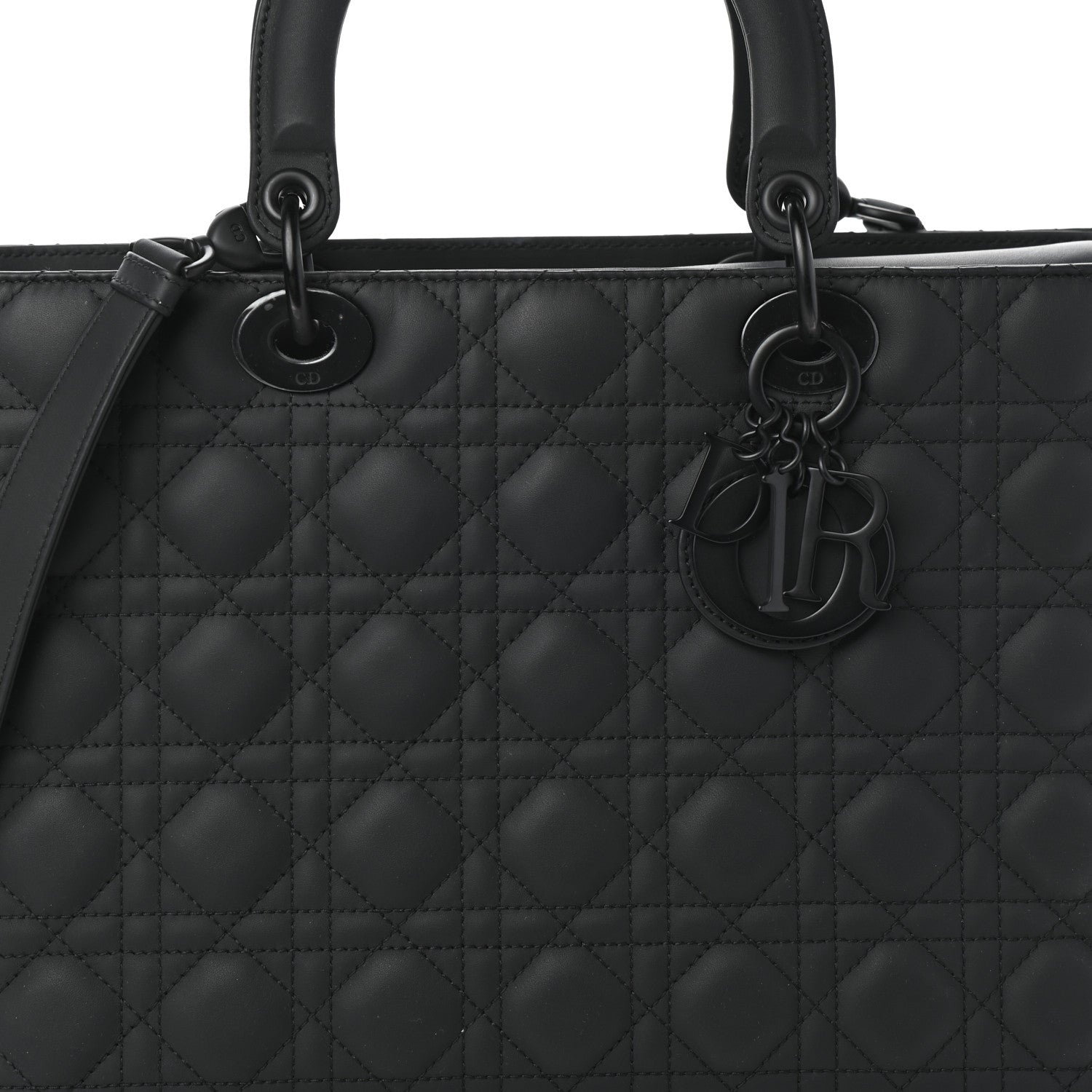 Christian Dior Ultra Matte Calfskin Cannage Large Lady Dior Black 7 of 9