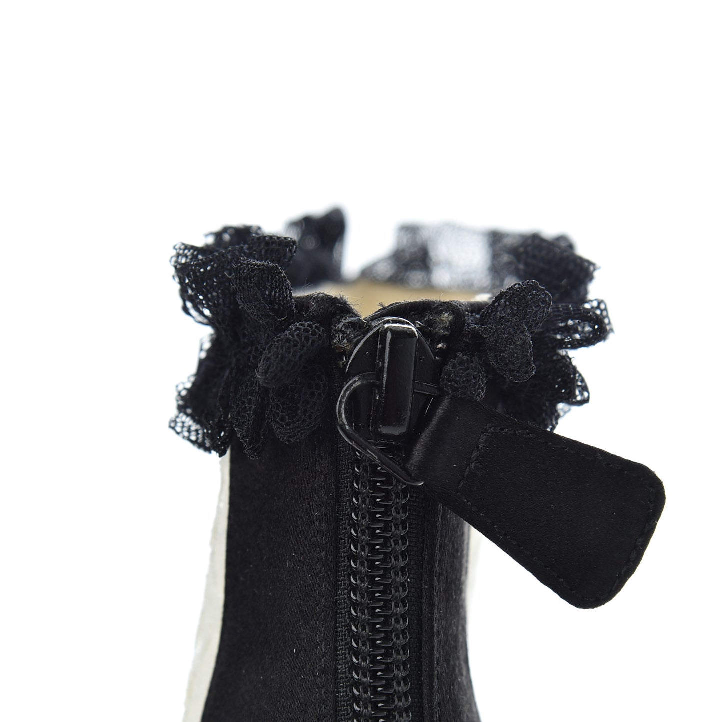 Lace Mesh Booties 38 Ivory Black
