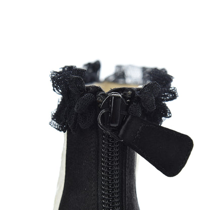 Chanel Lace Mesh Booties 38 Ivory Black 9 of 12