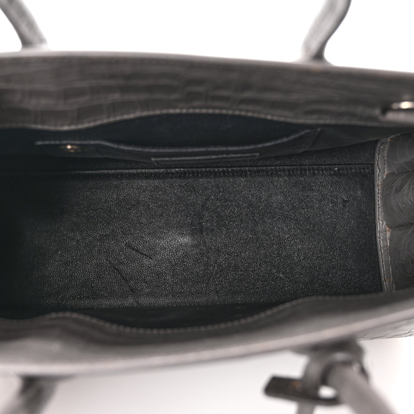 Calfskin Crocodile Embossed Baby Sac De Jour Fog