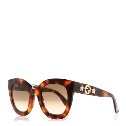 Gucci Round Frame Star Sunglasses GG0208S Tortoise 1 of 8