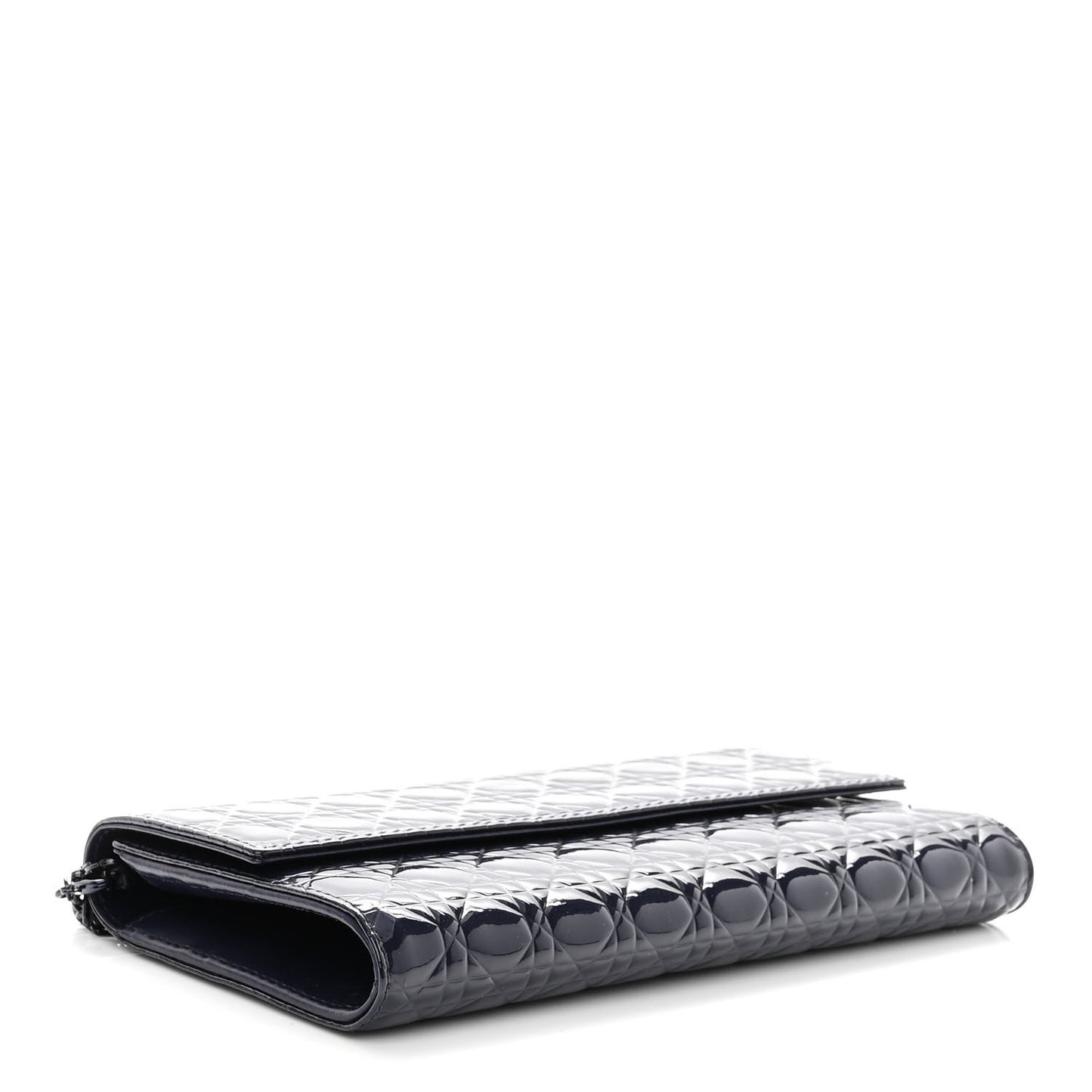 Patent Cannage Chain Wallet Navy Blue