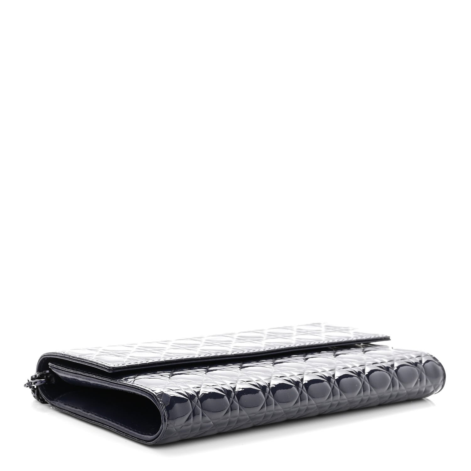 Christian Dior Patent Cannage Chain Wallet Navy Blue 4 of 10