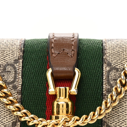 Gucci GG Supreme Monogram Azalea Calfskin Web Jackie 1961 Chain Wallet Beige Ebony Brown Sugar 9 of 12