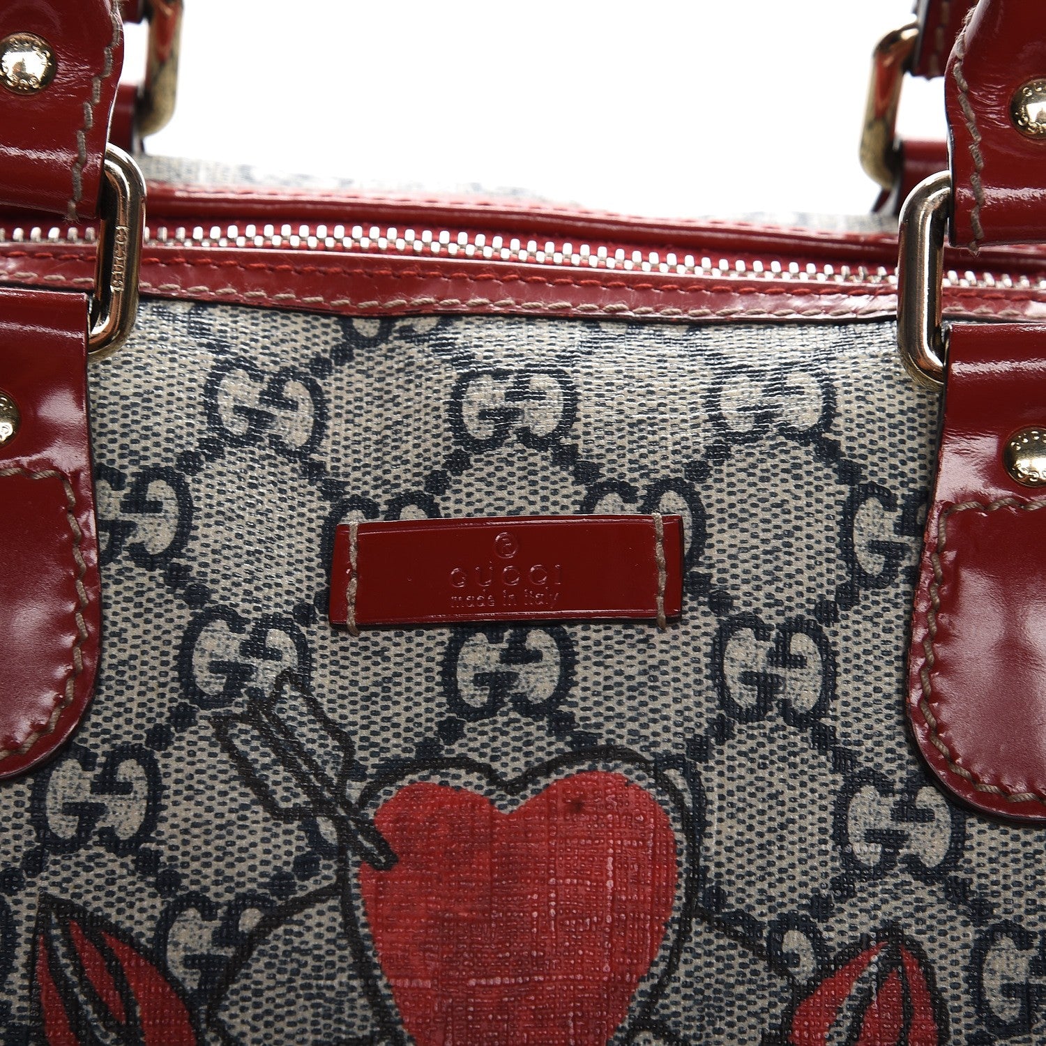 Gucci GG Plus Monogram Tattoo Heart Medium Joy Boston Red 9 of 10