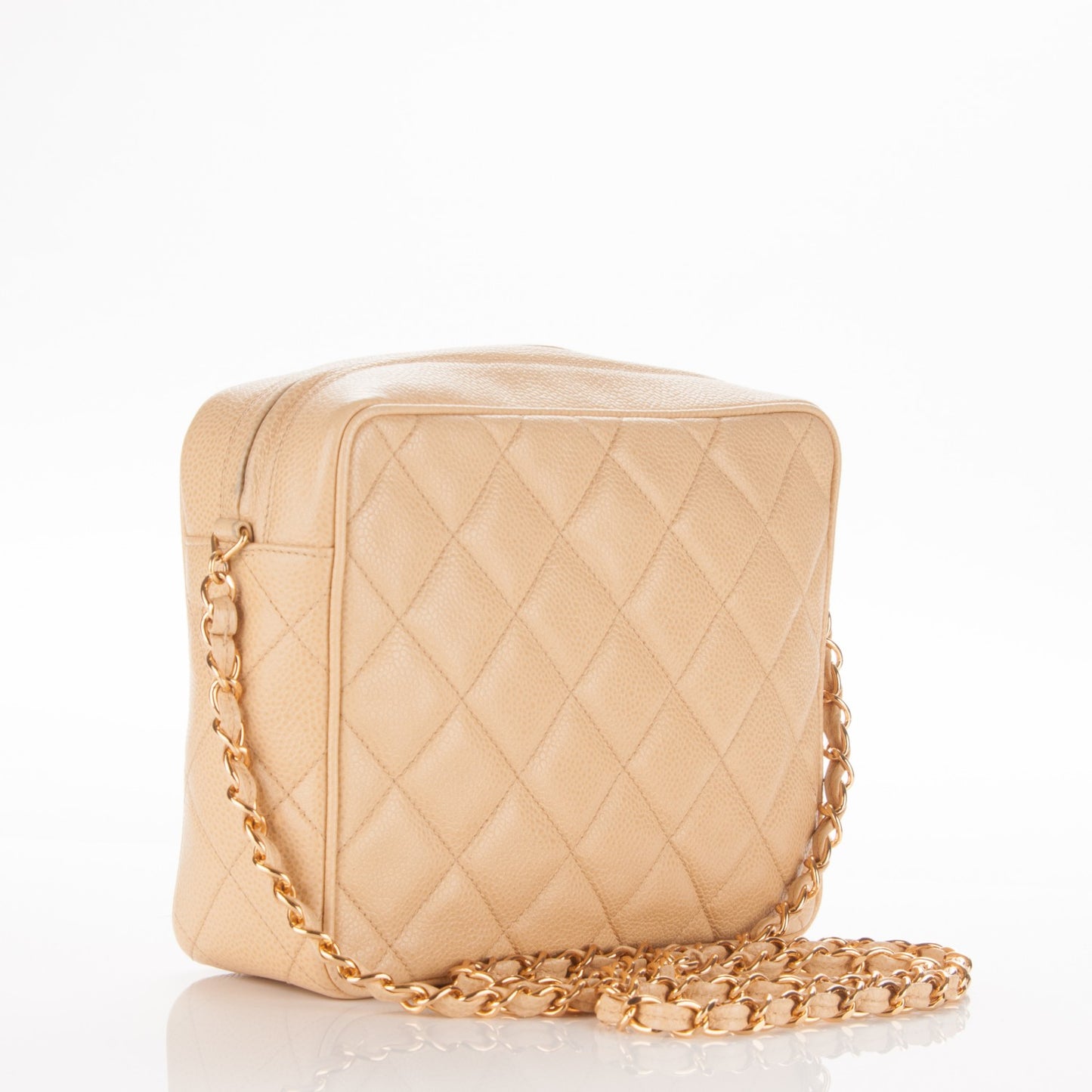 Caviar Quilted Camera Case Beige