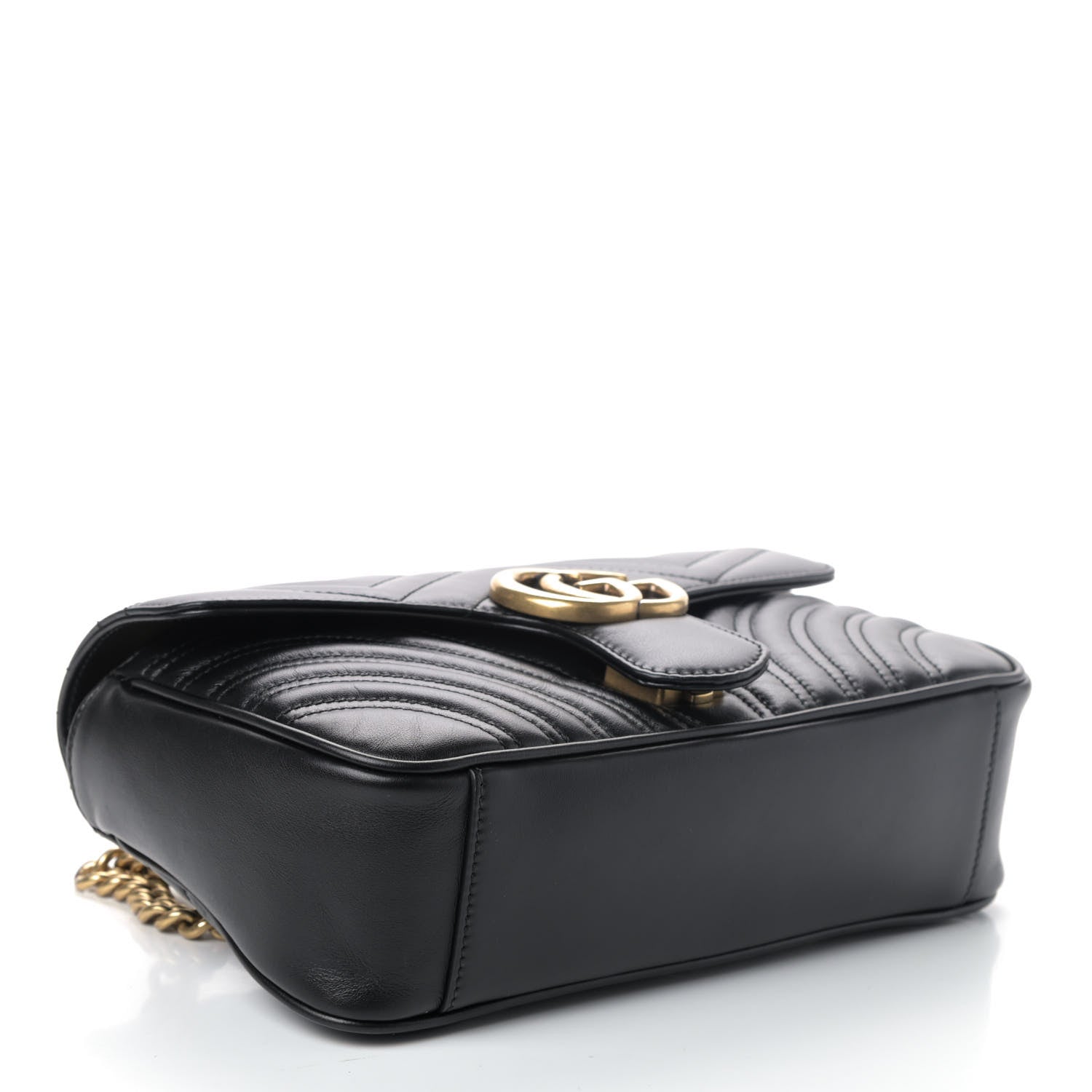 Gucci Calfskin Matelasse Small GG Marmont Shoulder Bag Black 3 of 4