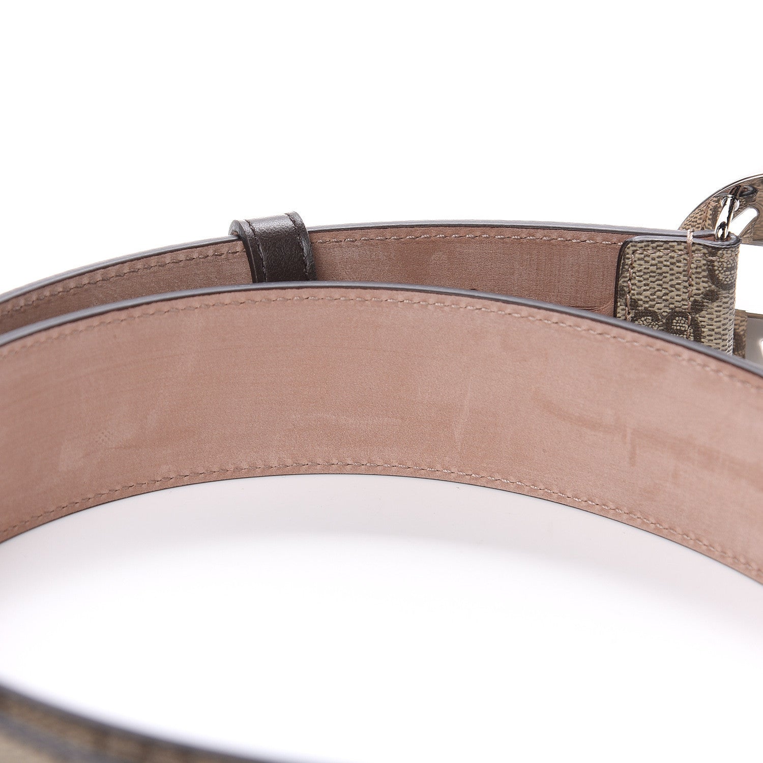 Gucci GG Supreme Monogram Selleria Calfskin Interlocking G 40mm Belt 85 34 Beige Ebony Cocoa 5 of 8
