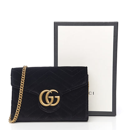 Gucci Velvet Matelasse GG Marmont Chain Wallet Black 9 of 9