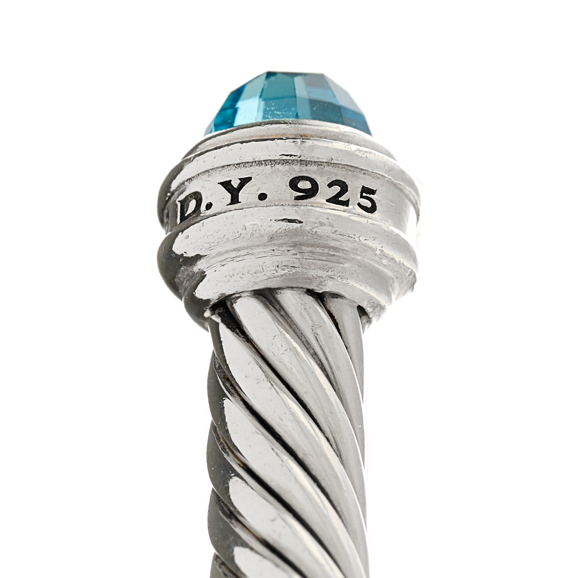 Sterling Silver Diamond Blue Topaz 5mm Cable Classics Bracelet