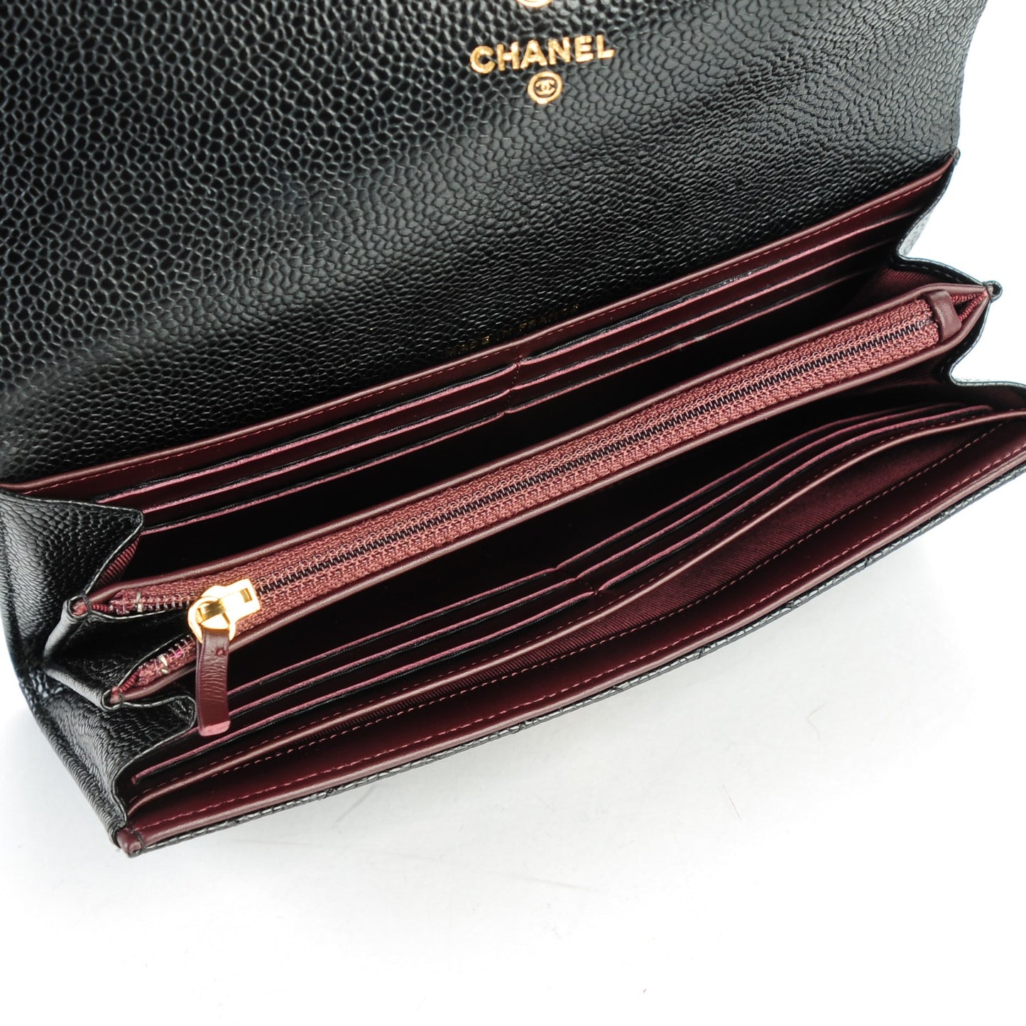 Caviar Quilted Large Gusset Flap Wallet Black