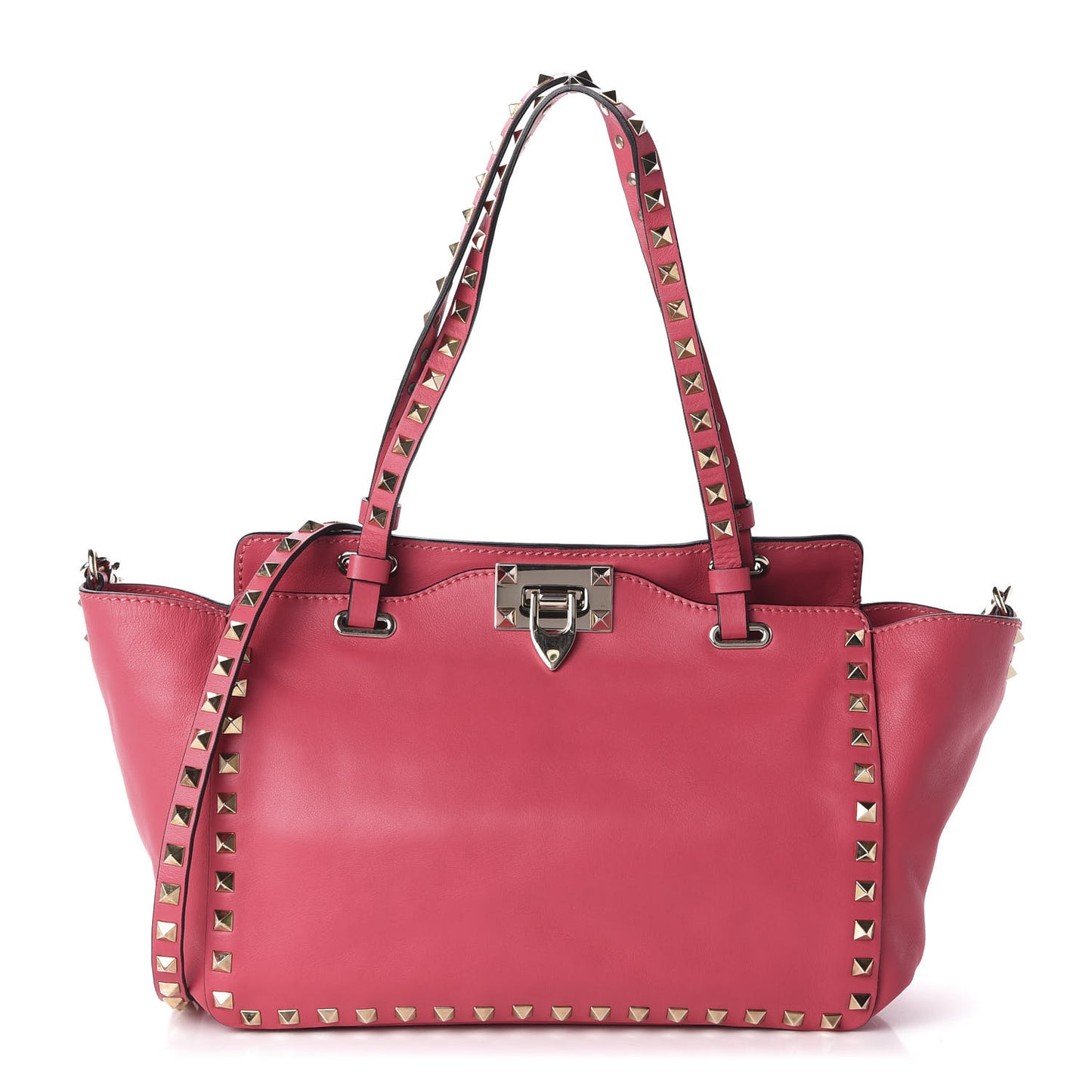 Vitello Small Rockstud Tote Deep Rose