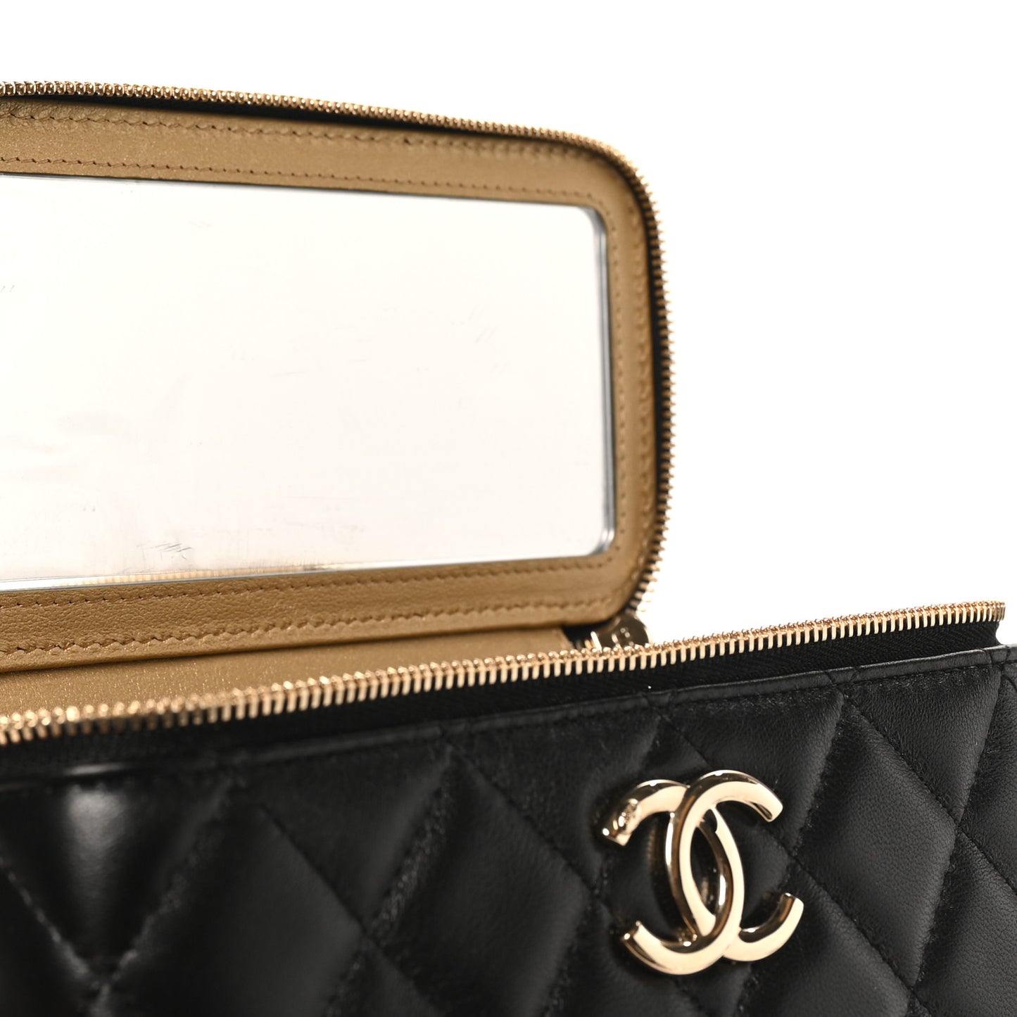 Lambskin Quilted Small CC Vanity Case Black