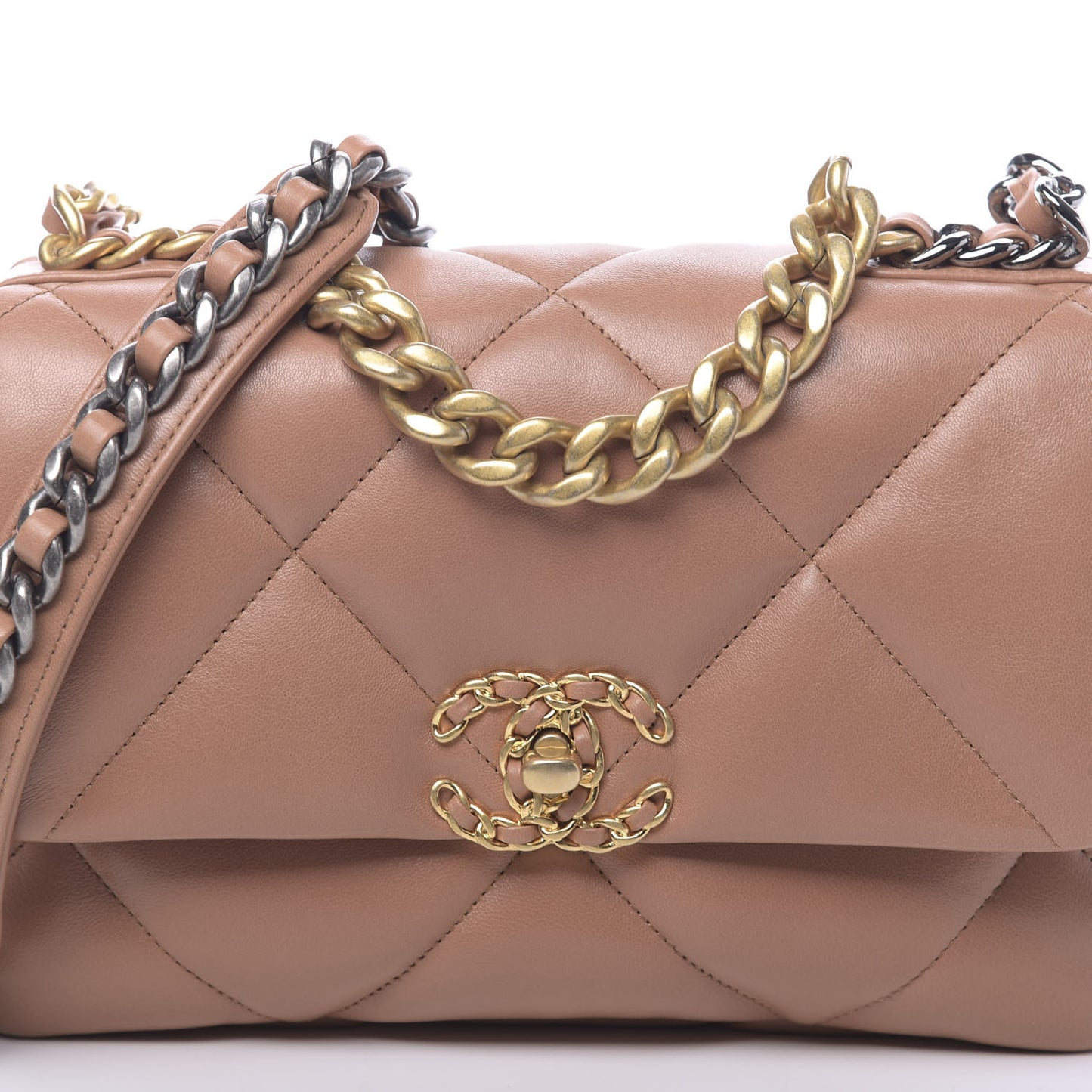 Lambskin Quilted Medium 19 Flap Brown
