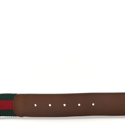 Gucci Nylon Calfskin Double G Web 40mm Belt 90 36 Green Red Cuir 4 of 5