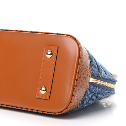 Louis Vuitton Denim Calfskin Reverse Monogram Malletage Alma BB Blue 7 of 10