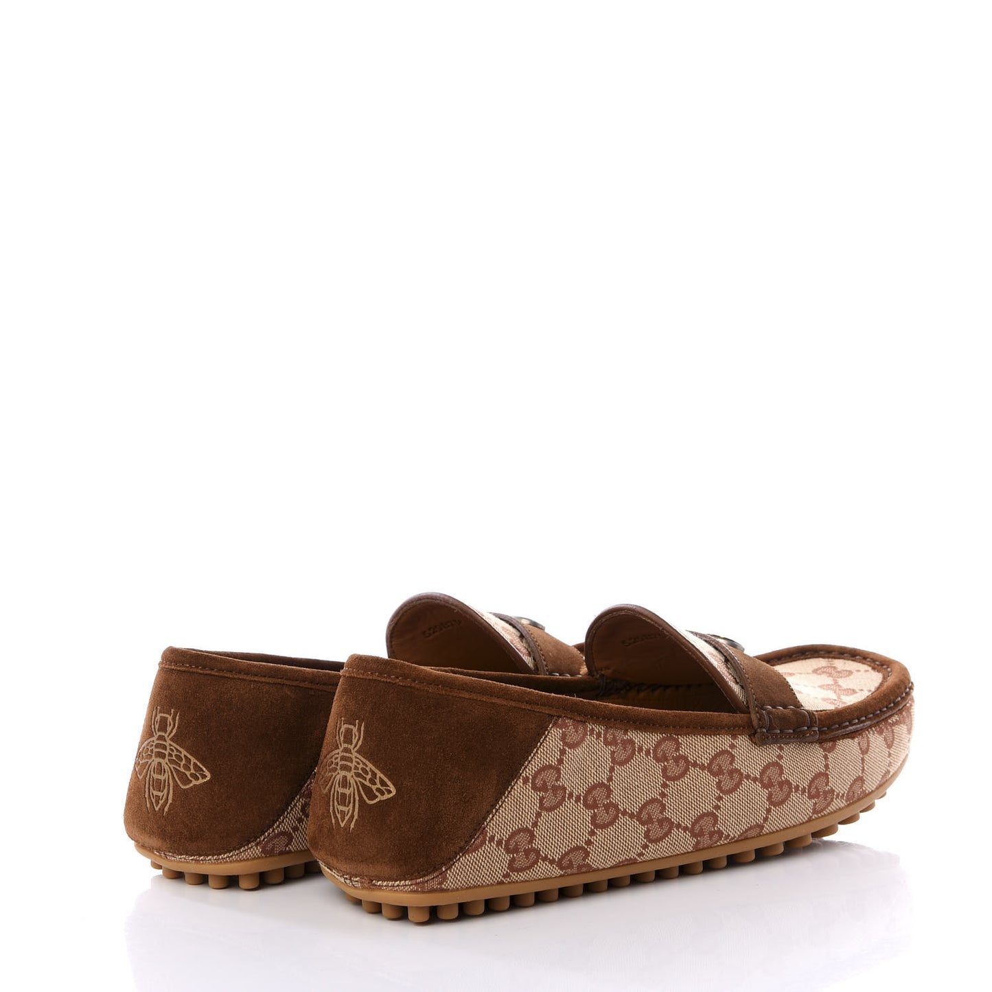 GG Monogram Suede Mens Driver Loafers 6 Beige Ruggine Cuir