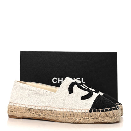 Chanel Terry Cloth CC Espadrilles 40 Silver Black 11 of 11