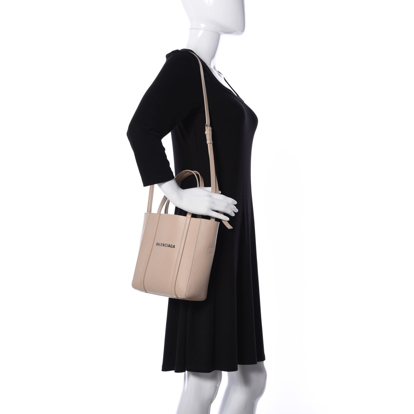 Smooth Calfskin Logo XXS Everyday Tote Light Beige Black