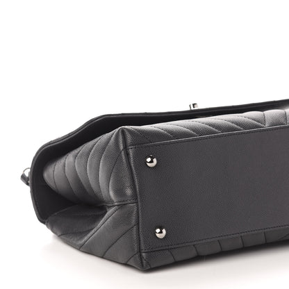 Chanel Caviar Chevron Quilted Small Coco Handle Flap Black 8 of 10