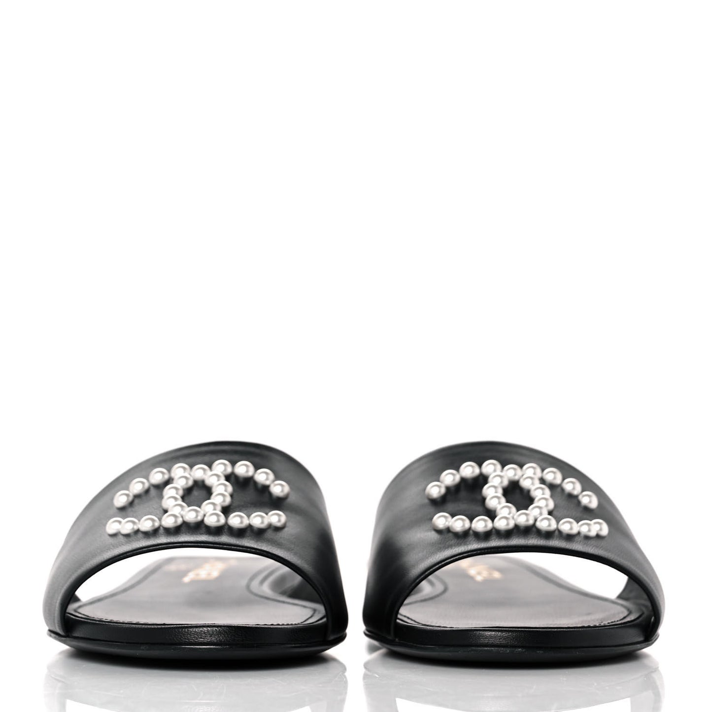Lambskin Pearl CC Sandals 37 Black