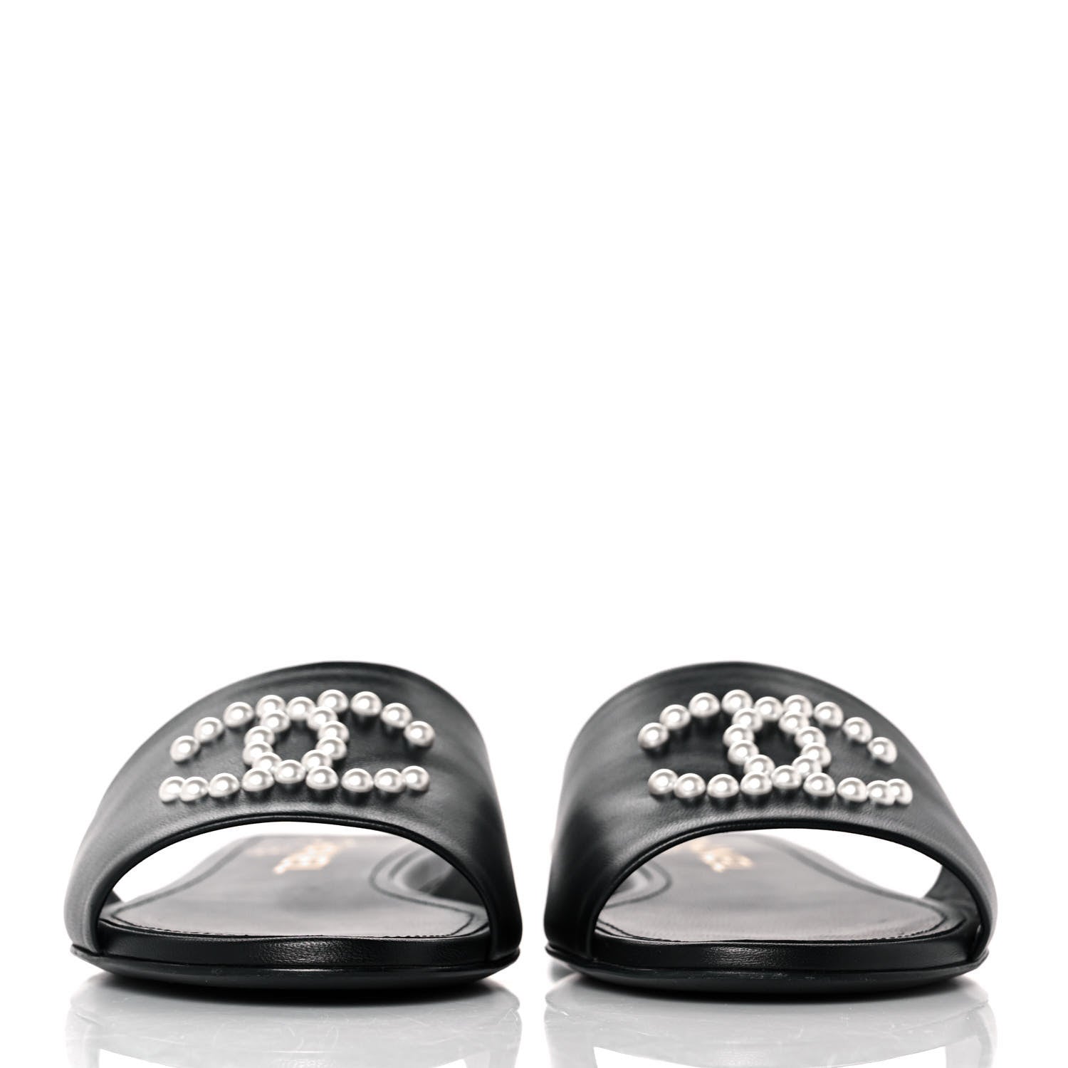 Chanel Lambskin Pearl CC Sandals 37 Black 2 of 9