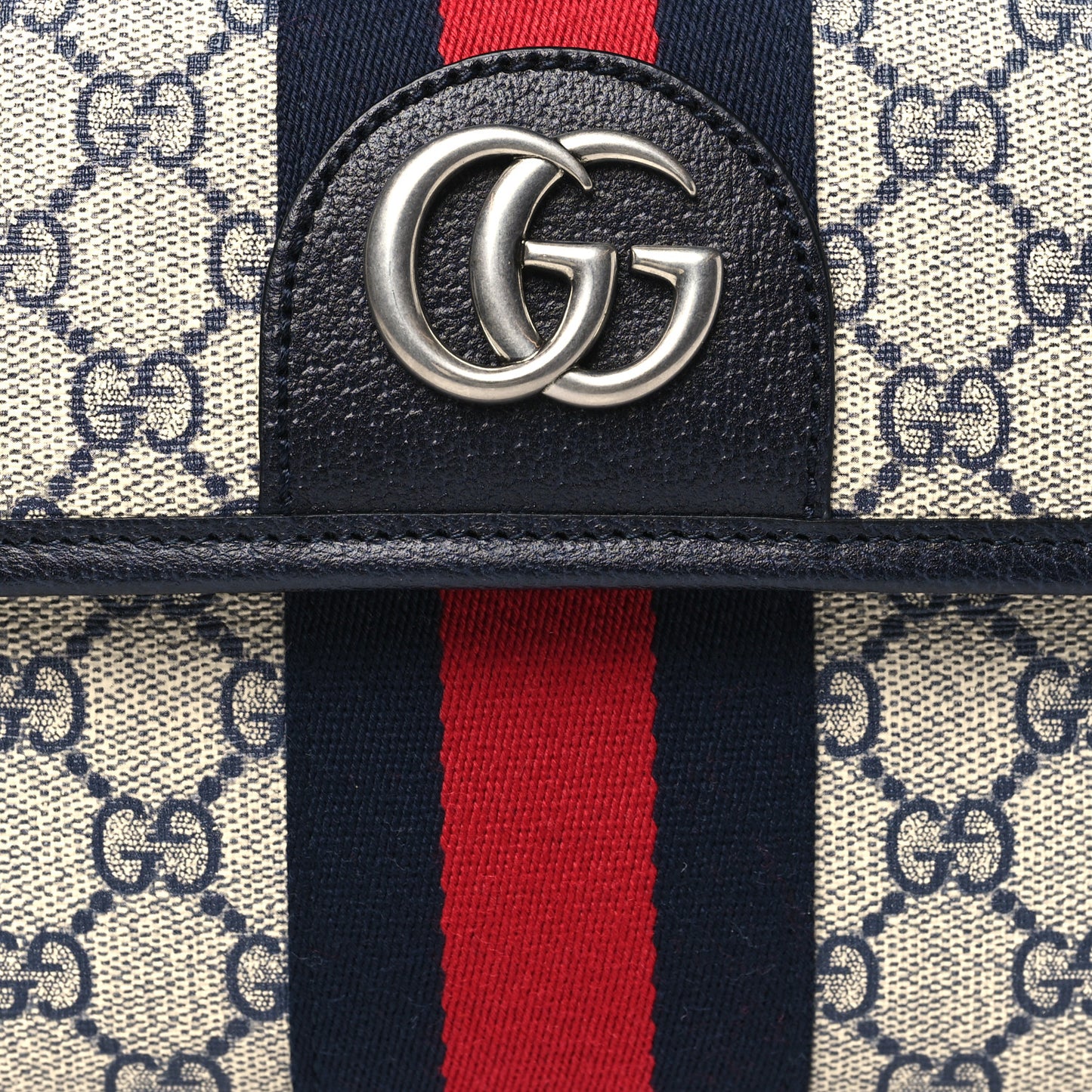 GG Supreme Monogram Web Small Ophidia Belt Bag 90 36 Beige Navy