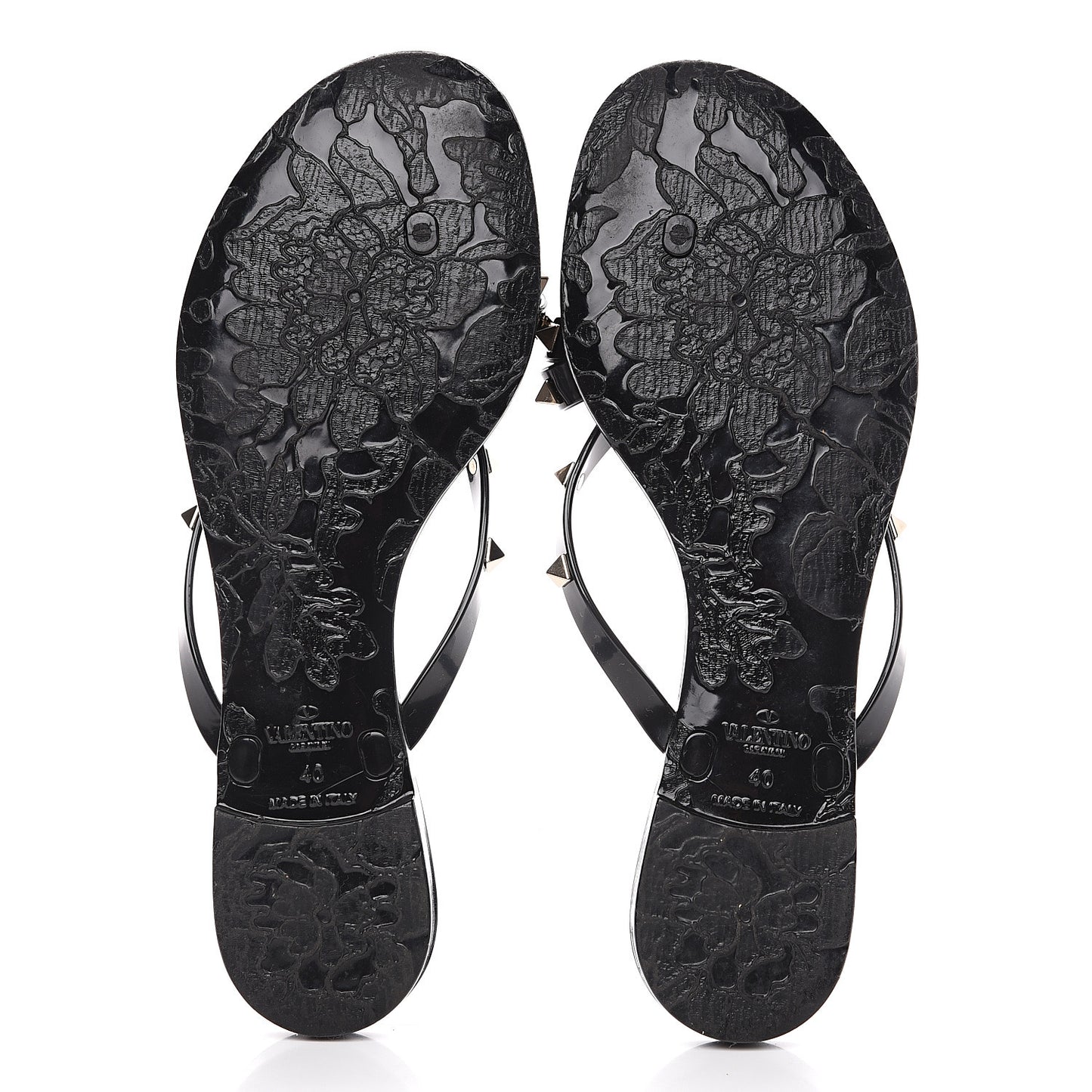 PVC Jelly Rockstud Bow Thong Sandals 40 Black