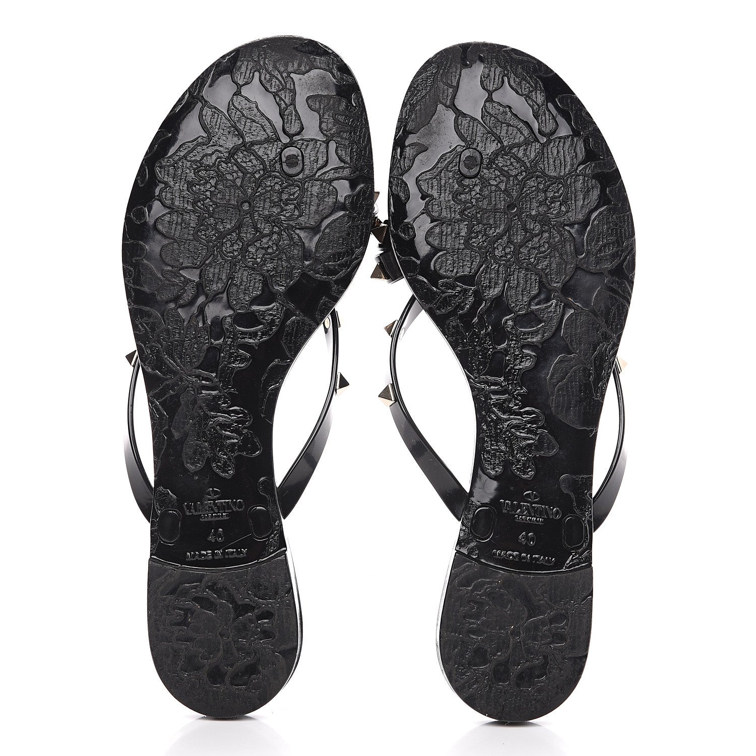 Valentino Garavani PVC Jelly Rockstud Bow Thong Sandals 40 Black 5 of 7