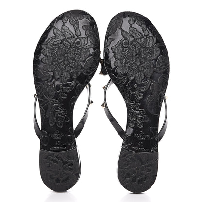 Valentino Garavani PVC Jelly Rockstud Bow Thong Sandals 40 Black 5 of 7