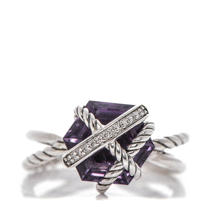 David Yurman Sterling Silver Diamond Amethyst 10mm Cable Wrap Ring 7 1 of 4