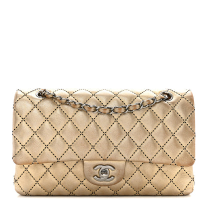 Chanel Metallic Washed Lambskin Quilted Medium Double Flap Dark Gold Black 1 of 17