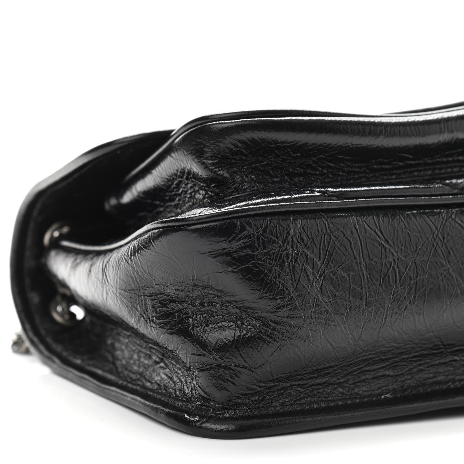 Saint Laurent Crinkled Calfskin Matelasse Monogram Baby Niki Chain Satchel Black 10 of 13