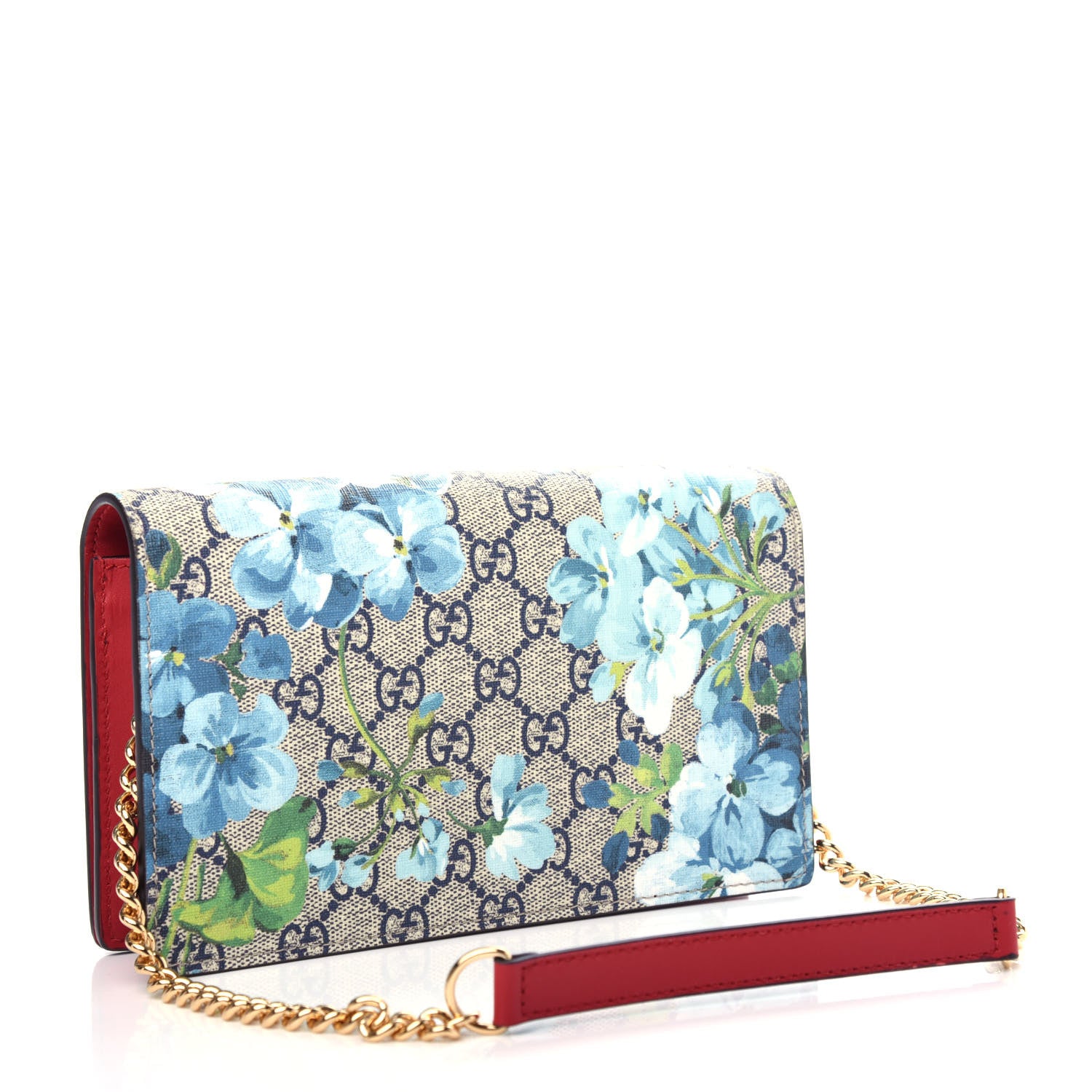 Gucci GG Supreme Monogram Blooms Chain Wallet Blue 3 of 10