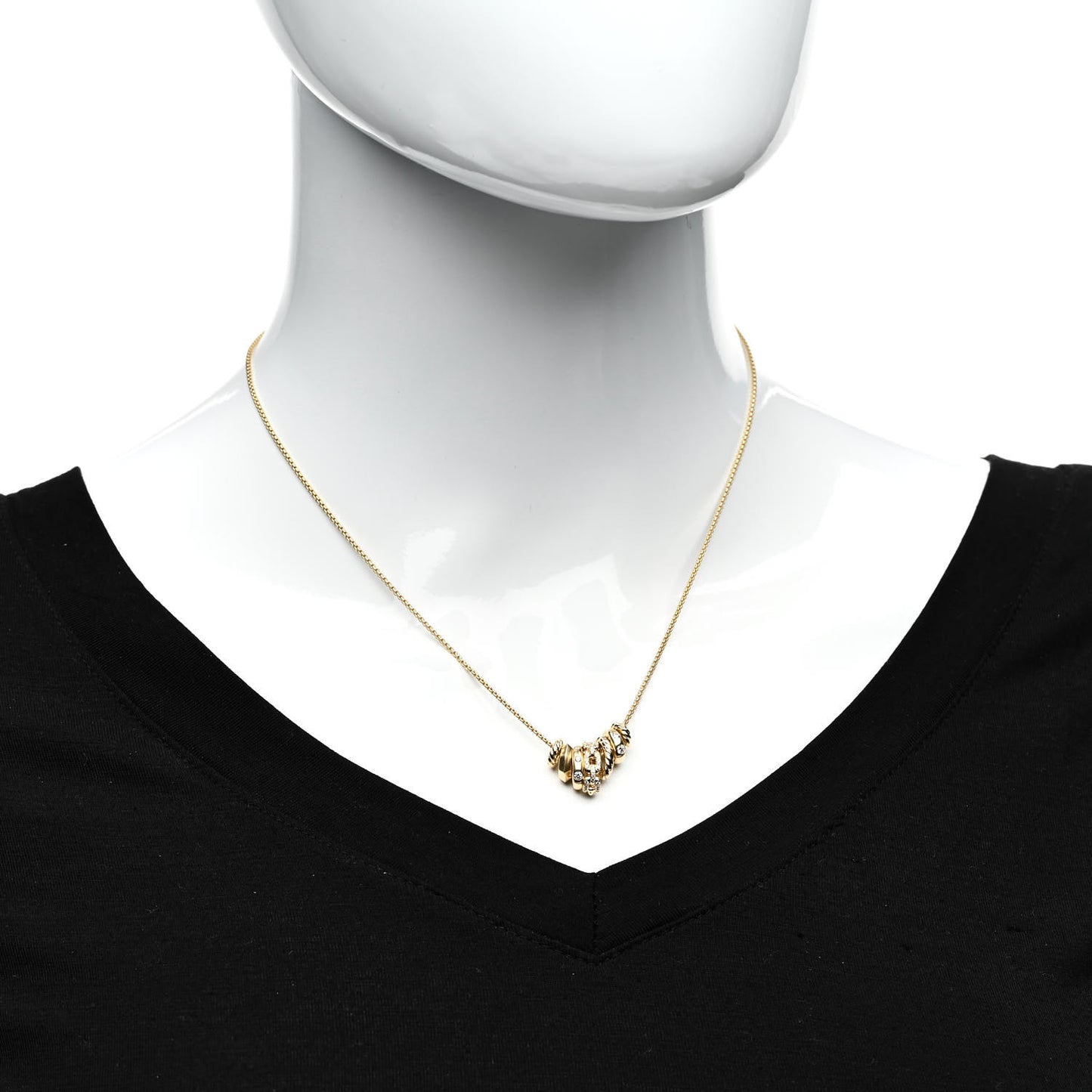 18K Yellow Gold Diamond Stax Rondelle Pendant Necklace