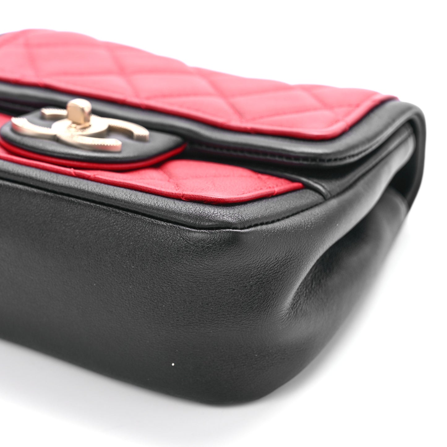 Lambskin Quilted Mini Graphic Flap Bag Red Black