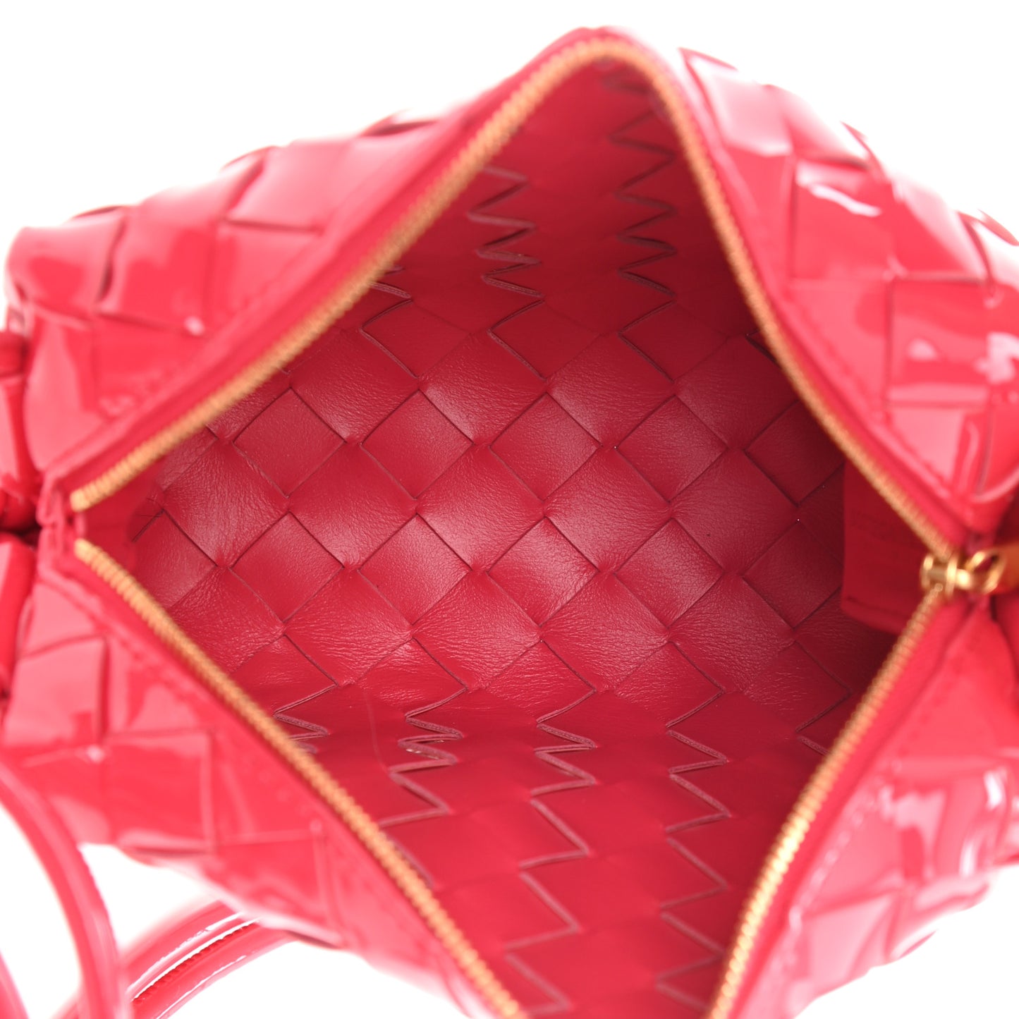 Patent Nappa Intrecciato Mini Loop Camera Bag Candy Stripe