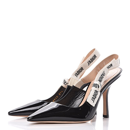 Christian Dior Patent Ribbon J'Adior Slingback 100mm Pumps 37.5 Black 3 of 9