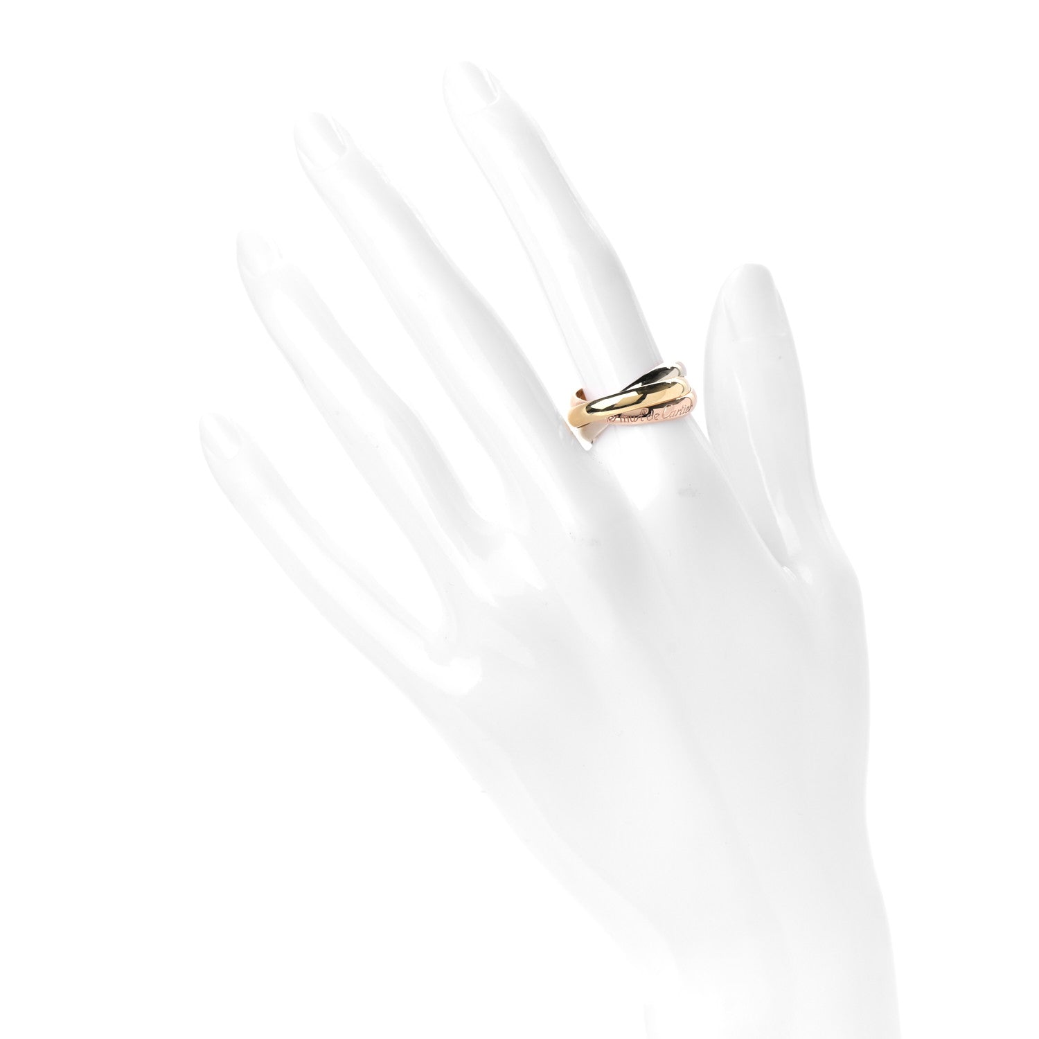 Cartier 18K Pink Yellow White Gold Classic Les Must De Cartier Trinity Ring 55 7.25 2 of 5