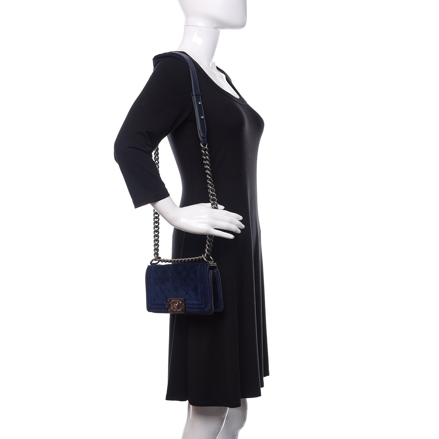 Chanel Velvet Quilted Small Boy Flap Blue 2 of 10