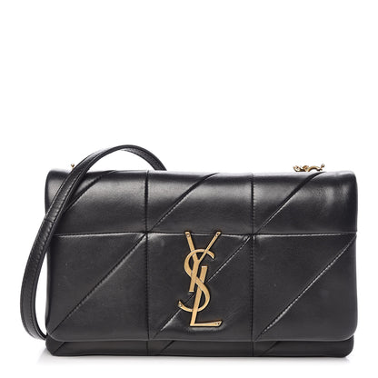 Saint Laurent Lambskin Patchwork Monogram Jamie Chain Wallet Black 1 of 11