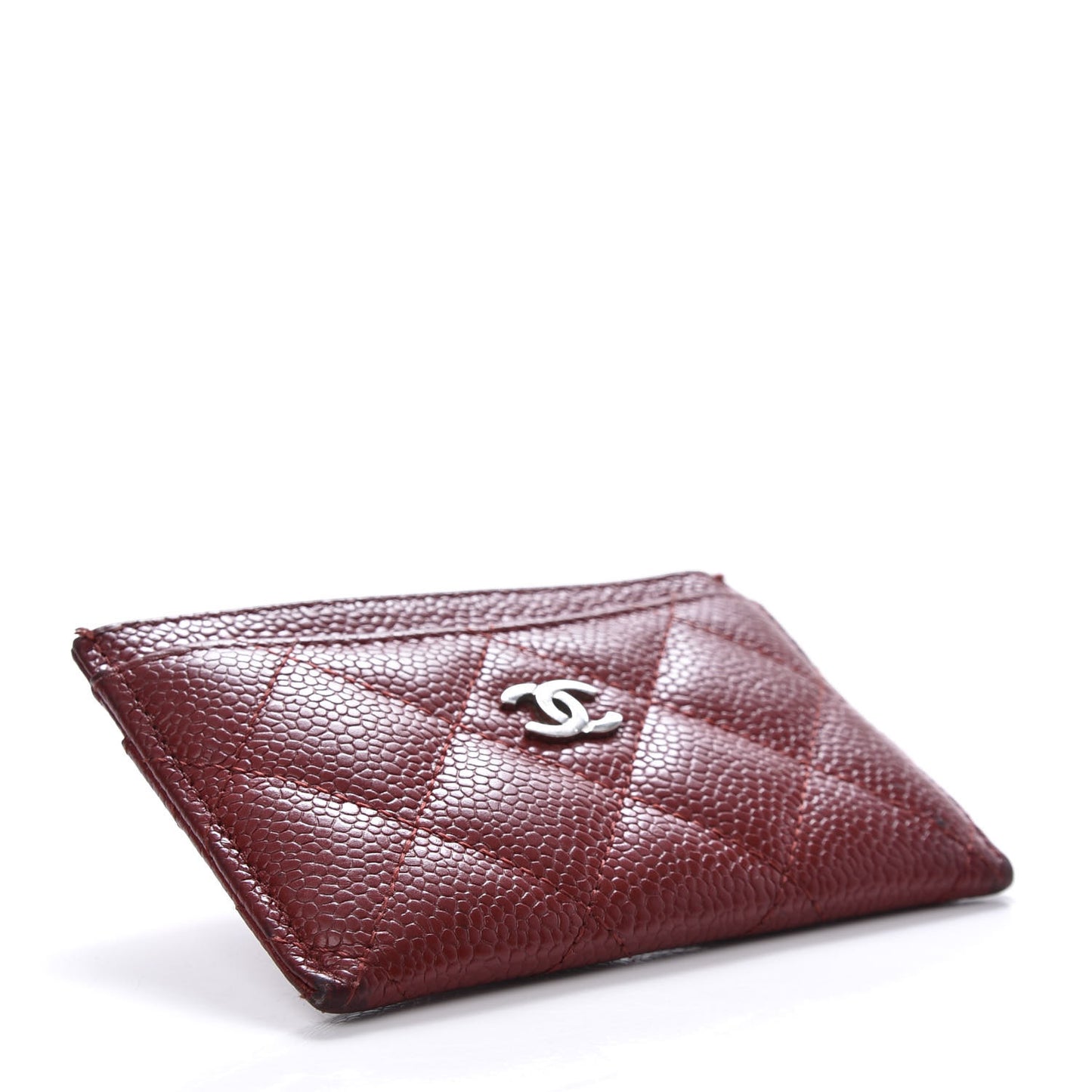 Caviar Quilted Card Holder Red